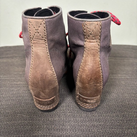 Sorel Joan of Arctic Wedge PDX Lace Up Bootie-Gray/Brown-Leather-Women Size 8.5 - Picture 4 of 10